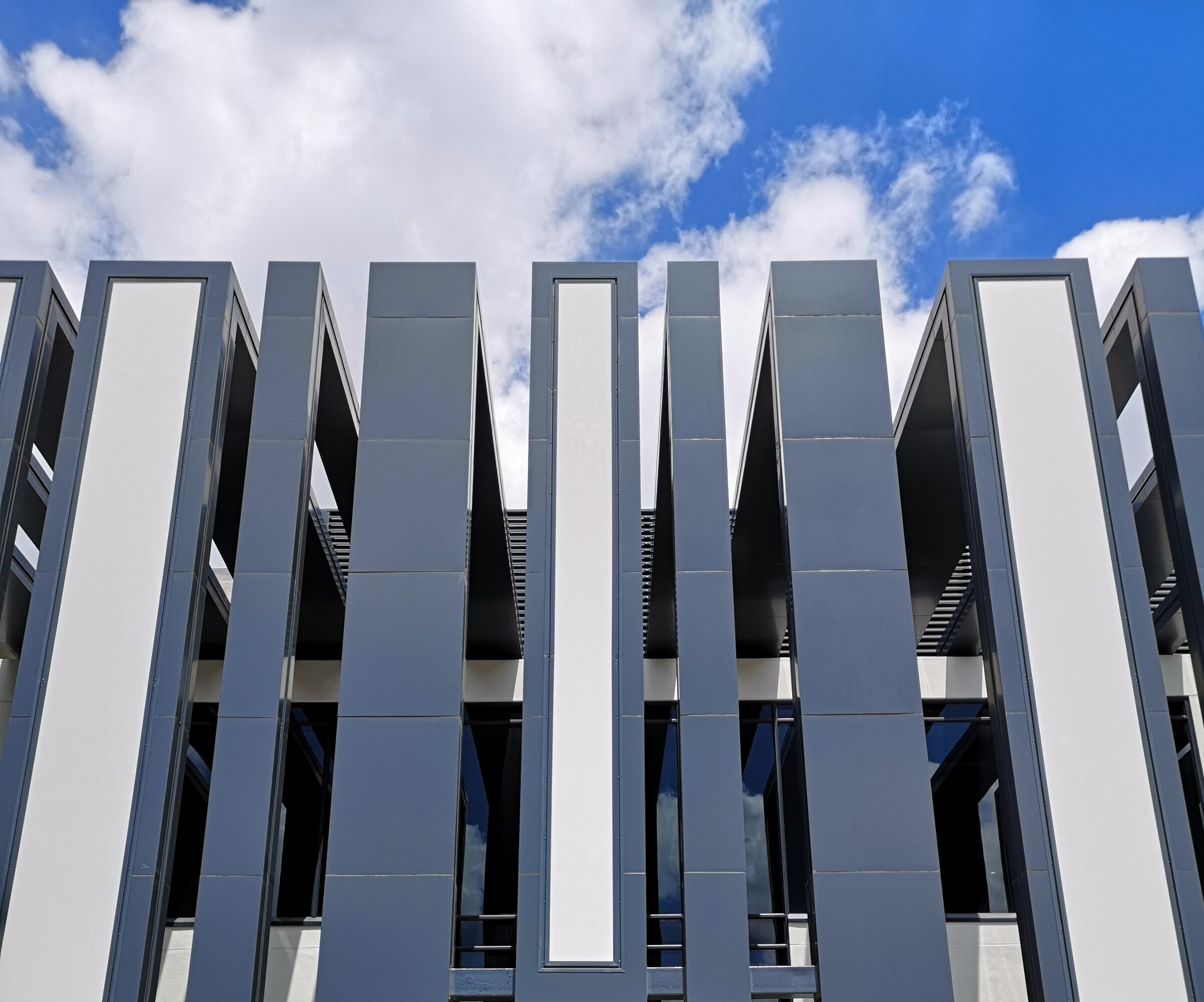 Grey and white building