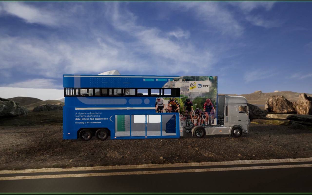 Big Data Truck in an open area with mountains behind