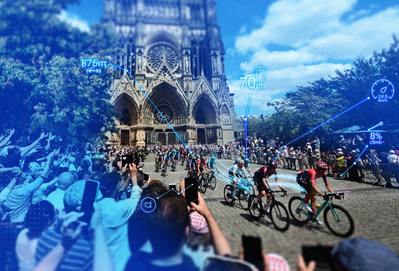 Fans on the side of the Tour de France route