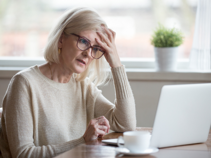 A woman working on a laptop